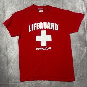 Lifeguard Coronado CA T-Shirt Mens M Red Graphic Short Sleeve Tee Cotton Surfer